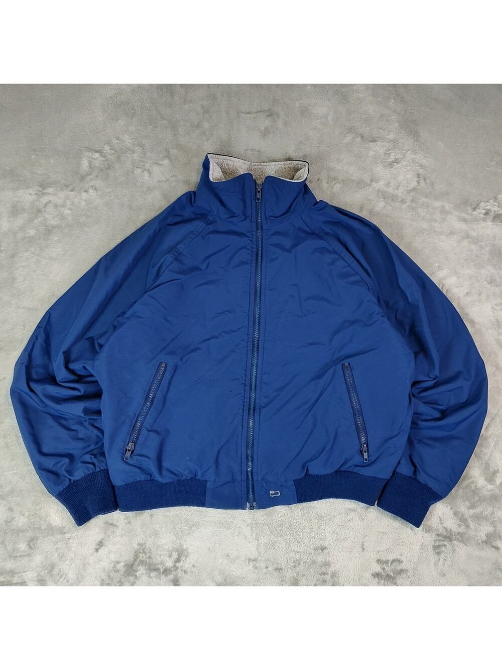 VTG Woolrich Teton navy blue fleece lined retro bomber jacket womens Large